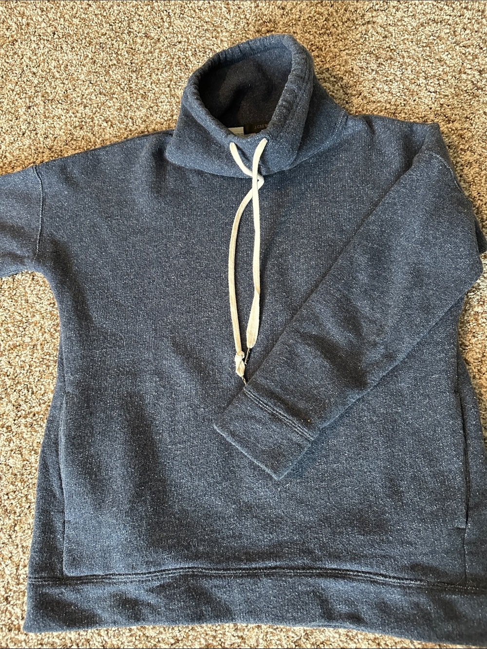 J. CREW Funnel Neck Pullover Sweatshirt wool/cotton blend warm! Small